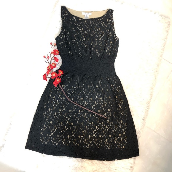 Lace Dress Fully Lined Black/Beige Size L Junior NWOT - Picture 3 of 10